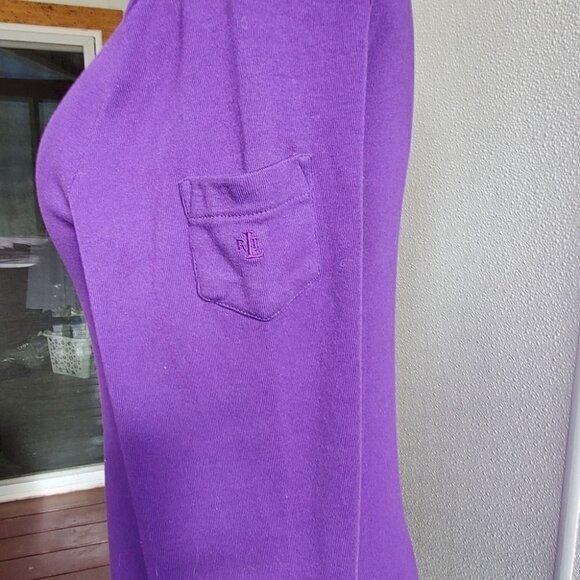 Lauren by Ralph Lauren~ Beautiful Deep Purple Casual Top w/ Sleeve Pocket Detail - Picture 5 of 6